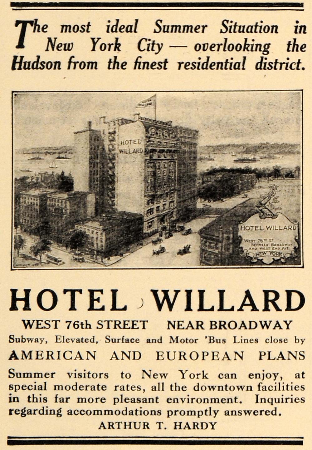 1909 Ad Hotel Willard Building New York Luxury Lodging - ORIGINAL GH3