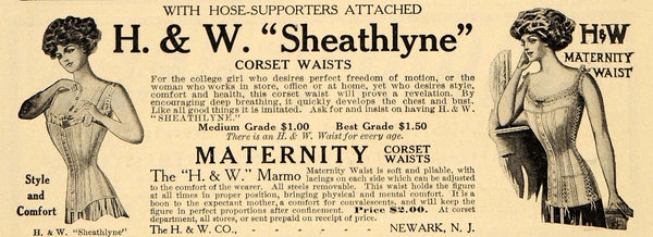 1909 Ad H W Sheathlyne Maternity Waists Corsets ORIGINAL ADVERTISING GH3