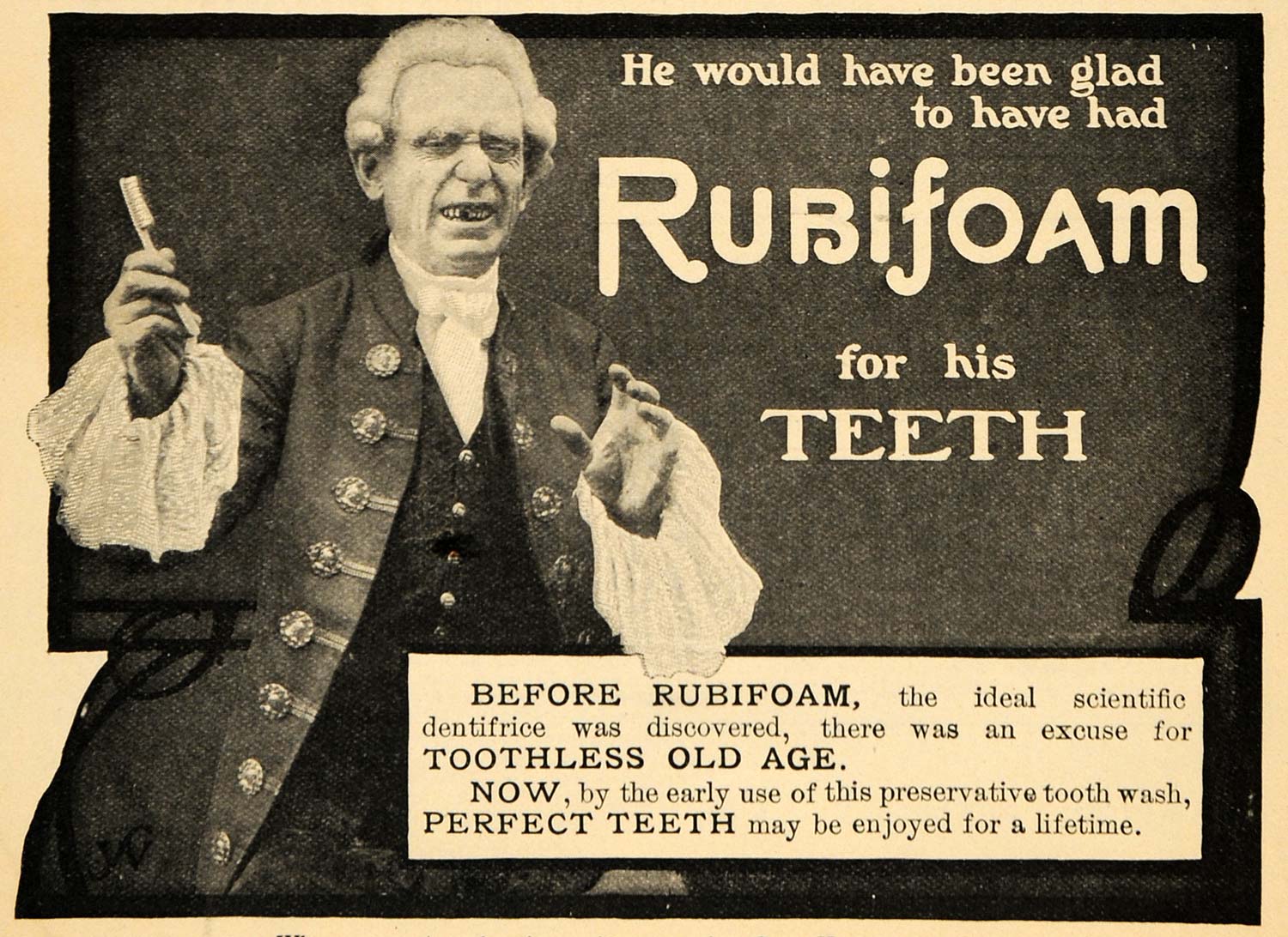 1904 Ad E W Hoyt Co Rubifoam Dentifrice Care Costume - ORIGINAL ADVERTISING GH3