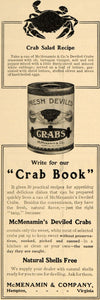 1909 Ad McMenamin & Co. Crab Canned Seafood Products - ORIGINAL ADVERTISING GH3 - Period Paper

