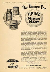 1906 Ad Heinz Mince Meat Condiment Ketchup Food Kitchen - ORIGINAL GH3