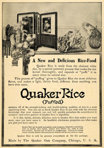 1906 Ad Quaker Rice Puffed Oats Chicago Asia Cereal Fan - ORIGINAL GH3