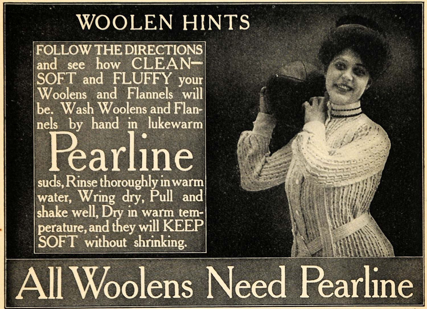 1906 Ad Pearline Soap Flannel Wool Clothing Hygiene - ORIGINAL ADVERTISING GH3