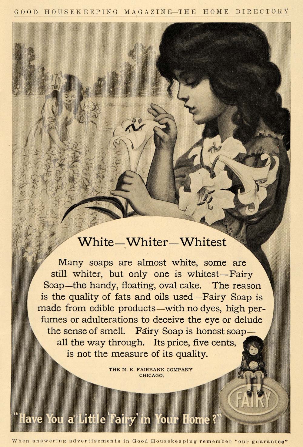 1910 Ad Fairy Soap N. K. Fairbank Lily Garden Health - ORIGINAL ADVERTISING GH3