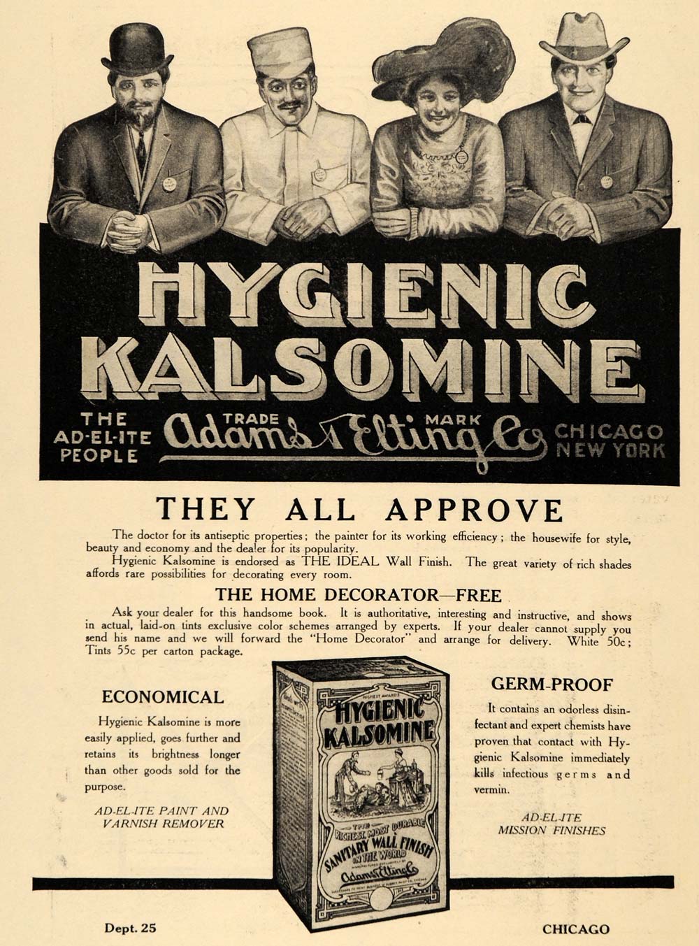 1910 Ad Hygienic Kalsomine Paint Varnish Adelite Home - ORIGINAL ADVERTISING GH3