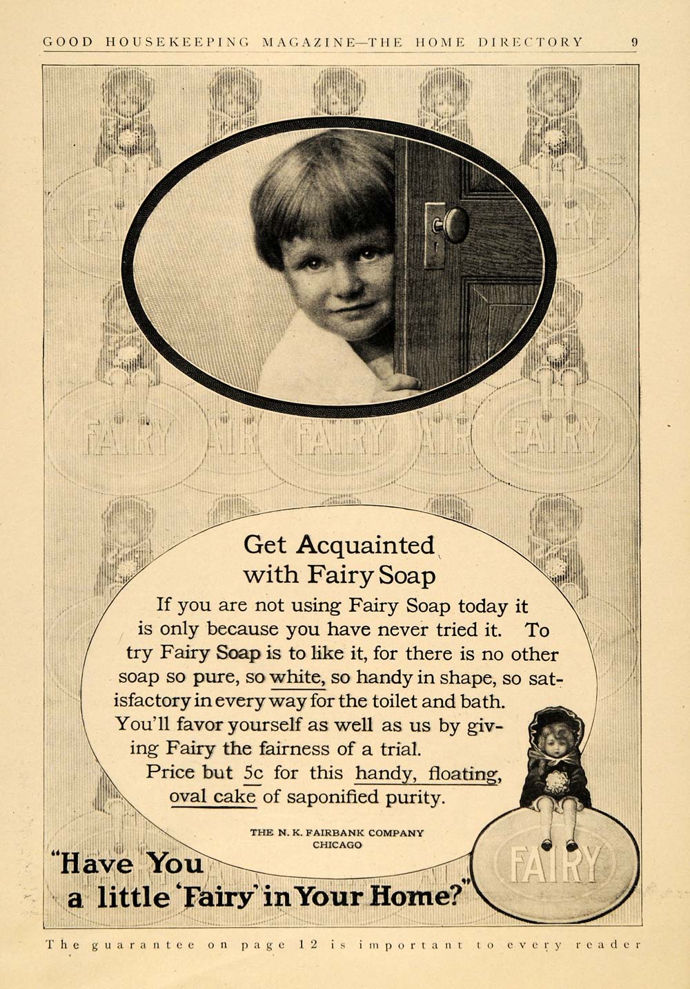 1911 Ad Fairy Soap Fairbank Health Hygiene Bath Child - ORIGINAL ADVERTISING GH3