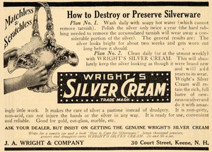1910 Ad Wright's Silver Cream Keene Silverware House - ORIGINAL ADVERTISING GH3