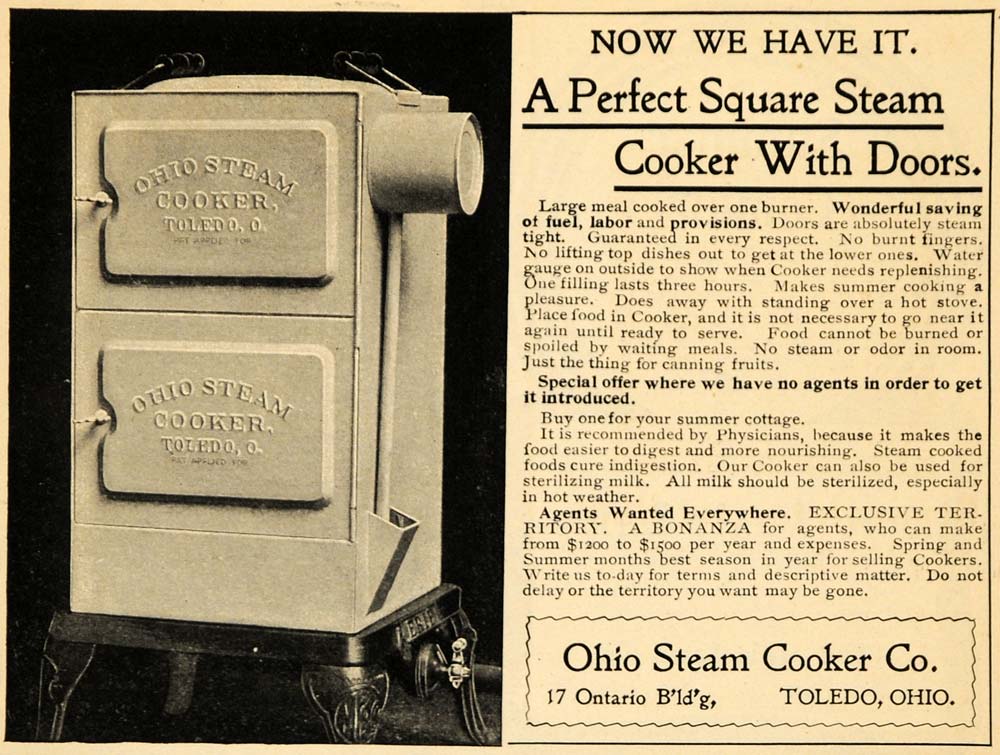 1902 Ad Ohio Steam Cooker Toledo Food Kitchen Appliance - ORIGINAL GH3