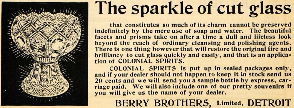 1902 Ad Berry Brothers Colonial Spirits Cleanser Soap - ORIGINAL ADVERTISING GH3