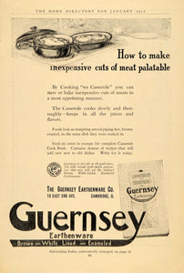 1912 Ad Guernsey Earthenware Casserole Dishes Cook Book - ORIGINAL GH3