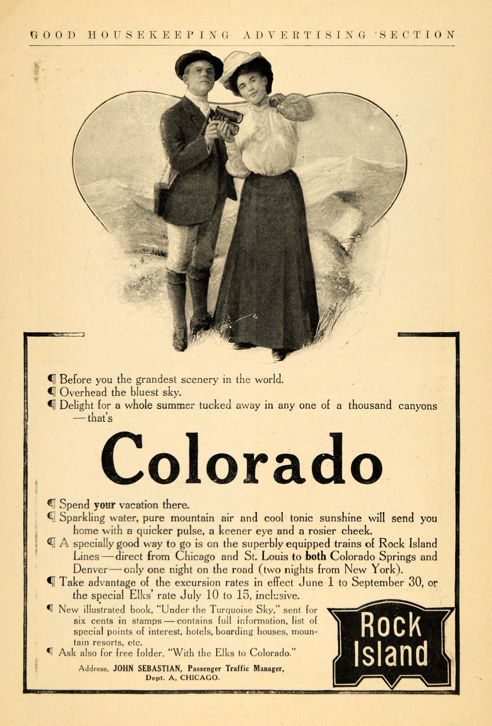 1906 Ad Colorado Rock Island Railway Lines Tourists - ORIGINAL ADVERTISING GH3