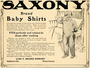 1906 Ad Saxony Baby Shirts John F. Brooks Highlandville - ORIGINAL GH3