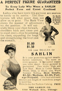 1906 Ad Sahlin Perfect Form Corsets Victorian Fashion - ORIGINAL ADVERTISING GH3