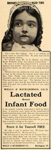 1907 Ad Wells Richardson Lactated Brand Food Oglesby - ORIGINAL ADVERTISING GH3