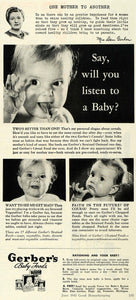 1943 Ad Gerber Baby Food Mother Fruit Vegetable Chopped - ORIGINAL GH4