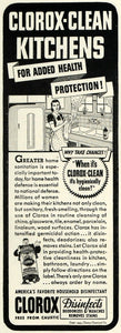 1943 Ad Clorox Kitchen Cleaner Health Protect Disinfect - ORIGINAL GH4