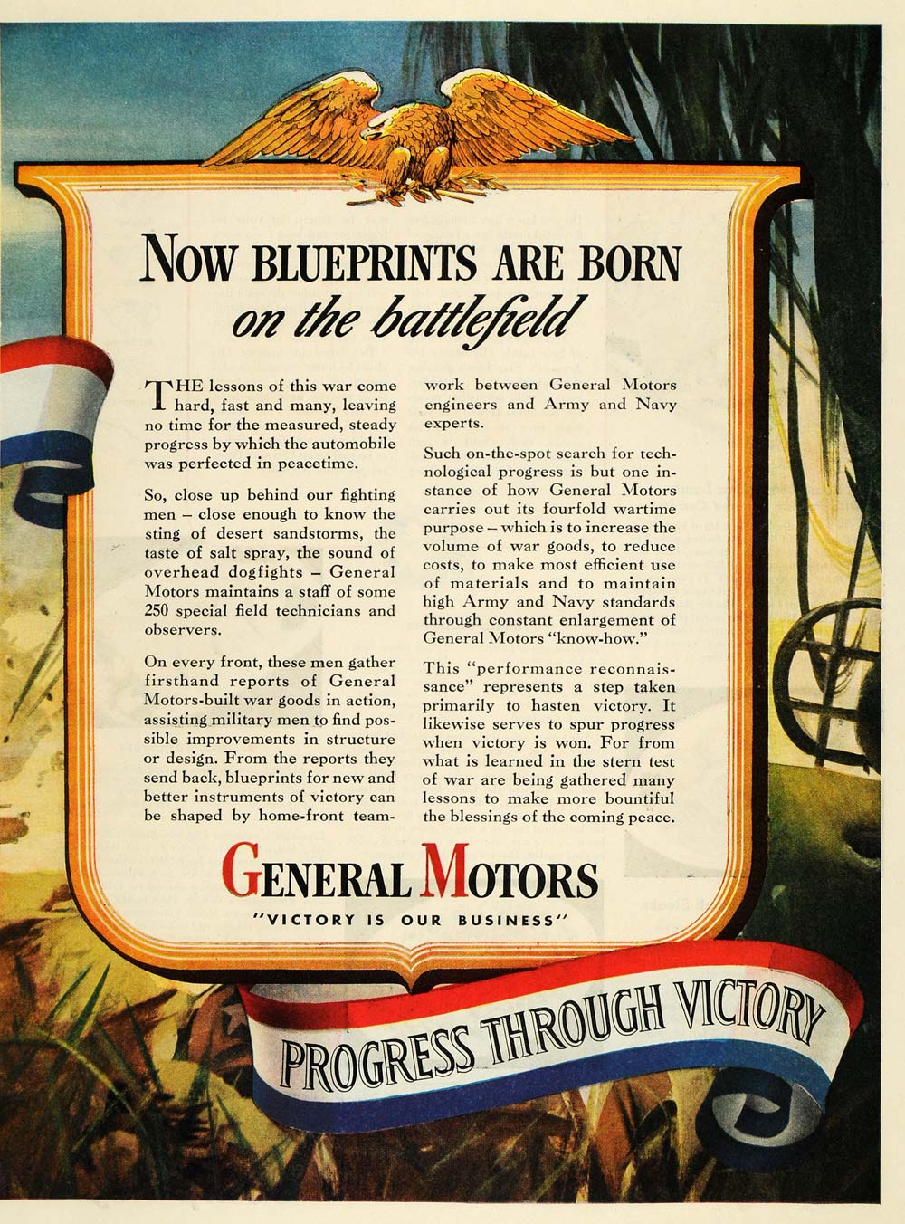 1943 Ad General Motors Battlefield Eagle Victory War - ORIGINAL ADVERTISING GH4