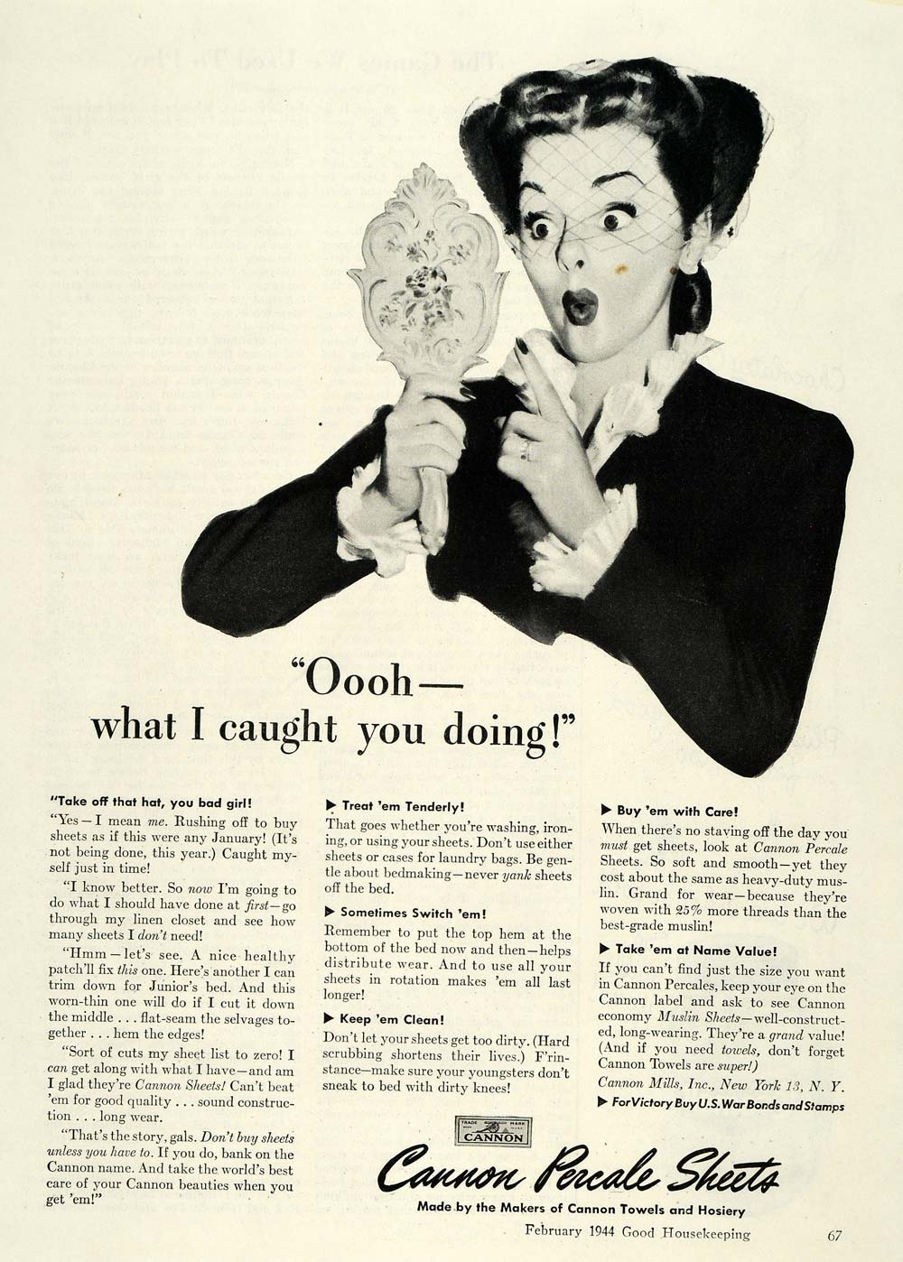 1944 Ad Cannon Mills Percale Muslin Sheets Towels ORIGINAL GH4