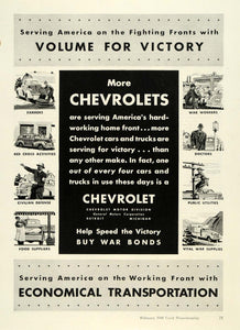 1944 Ad Chevrolet Motor Division Motor Vehicle Detroit - ORIGINAL GH4