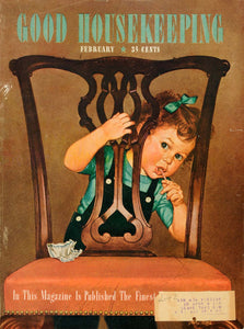 1944 Cover Good Housekeeping Magazine Chair Baby Girl - ORIGINAL GH4