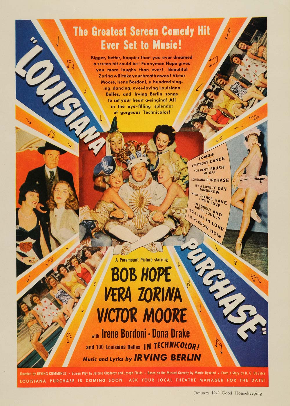 1942 Ad Louisiana Purchase Movie Bob Hope Vera Zorina - ORIGINAL ADVERTISING GH4
