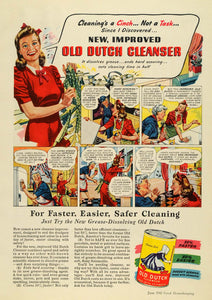 1942 Ad Comic Cartoon Old Dutch Cleanser Seismotite - ORIGINAL ADVERTISING GH4
