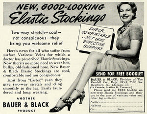 1941 Ad Elastic Stocking Bauer & Black Kendall Company - ORIGINAL GH4