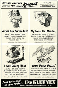 1941 Ad Measles Towel Dumb Belle Kleenex Tissues Colds - ORIGINAL GH4