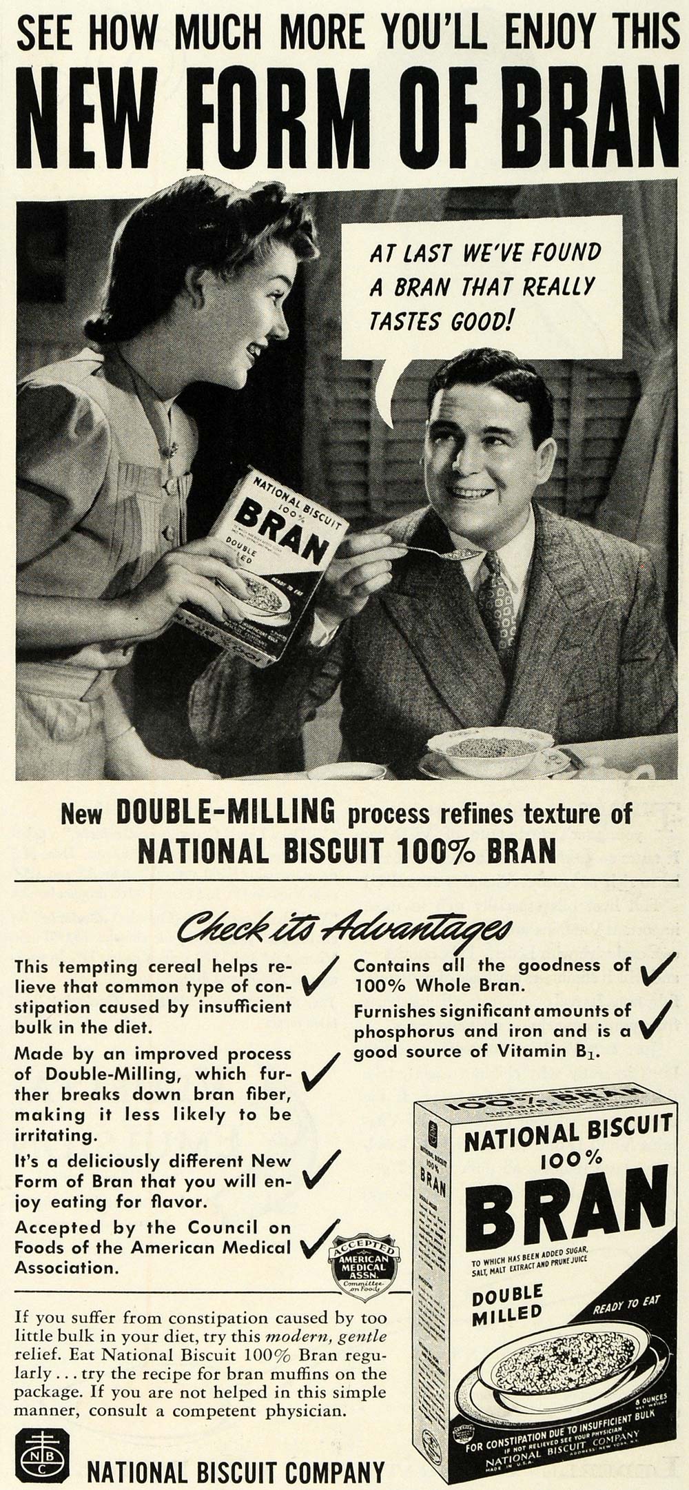 1941 Ad National Biscuit Bran Double-Milling Process - ORIGINAL ADVERTISING GH4