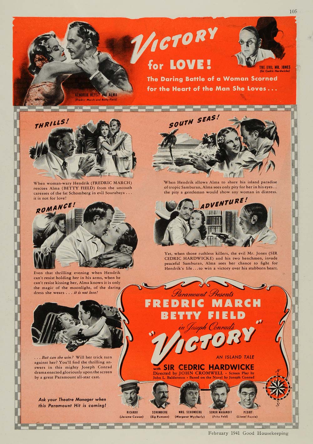 1941 Ad Paramount Victory Betty Field Frederic March - ORIGINAL ADVERTISING GH4