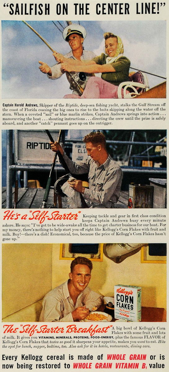 1942 Ad Captain Harold Andrews Kelloggs Corn Flakes - ORIGINAL ADVERTI ...