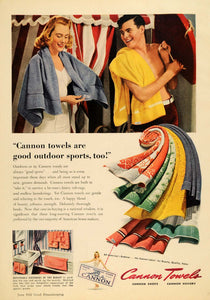 1942 Ad Cannon Towels Sheets Hosiery Outdoor Sports - ORIGINAL ADVERTISING GH4