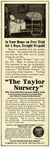 1911 Ad Taylor Nursery Twentieth Century Baby Bed Crib Trademark Logo GH4