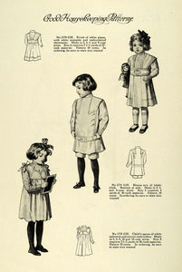 1909 Print Good Housekeeping Patterns Edwardian Fashion Girl Coat Frocks GH4
