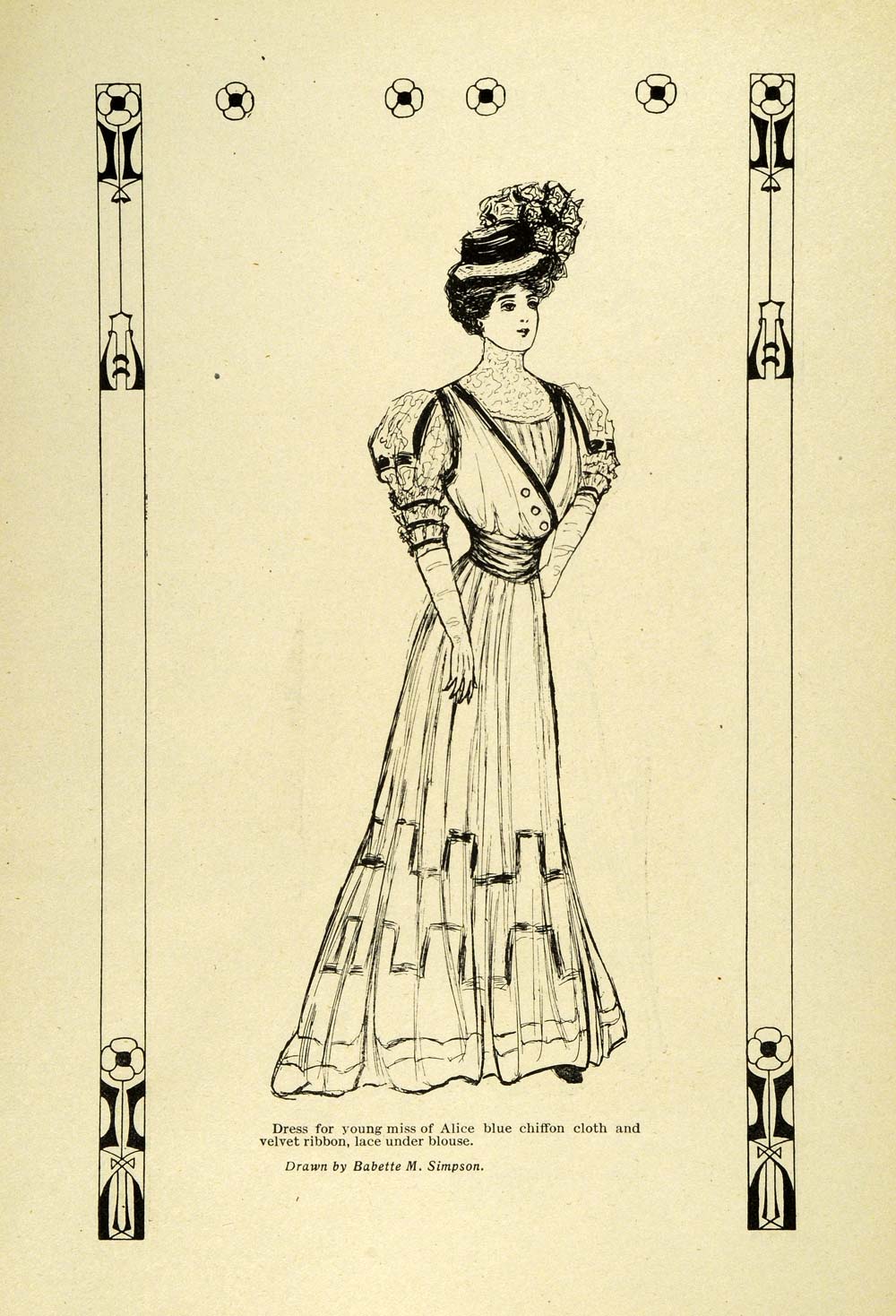 1907 Print Edwardian Fashion Women Dresses Gowns Hats Blanche Letcher B GH4