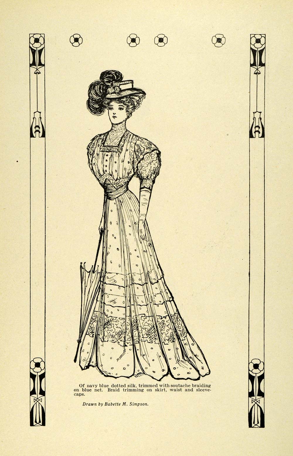1907 Print Edwardian Fashion Women Dresses Gowns Hats Blanche Letcher B GH4