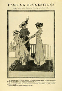 1909 Print Edwardian Fashion Women Girls Hats Dresses Umbrella Japanese Flat GH4