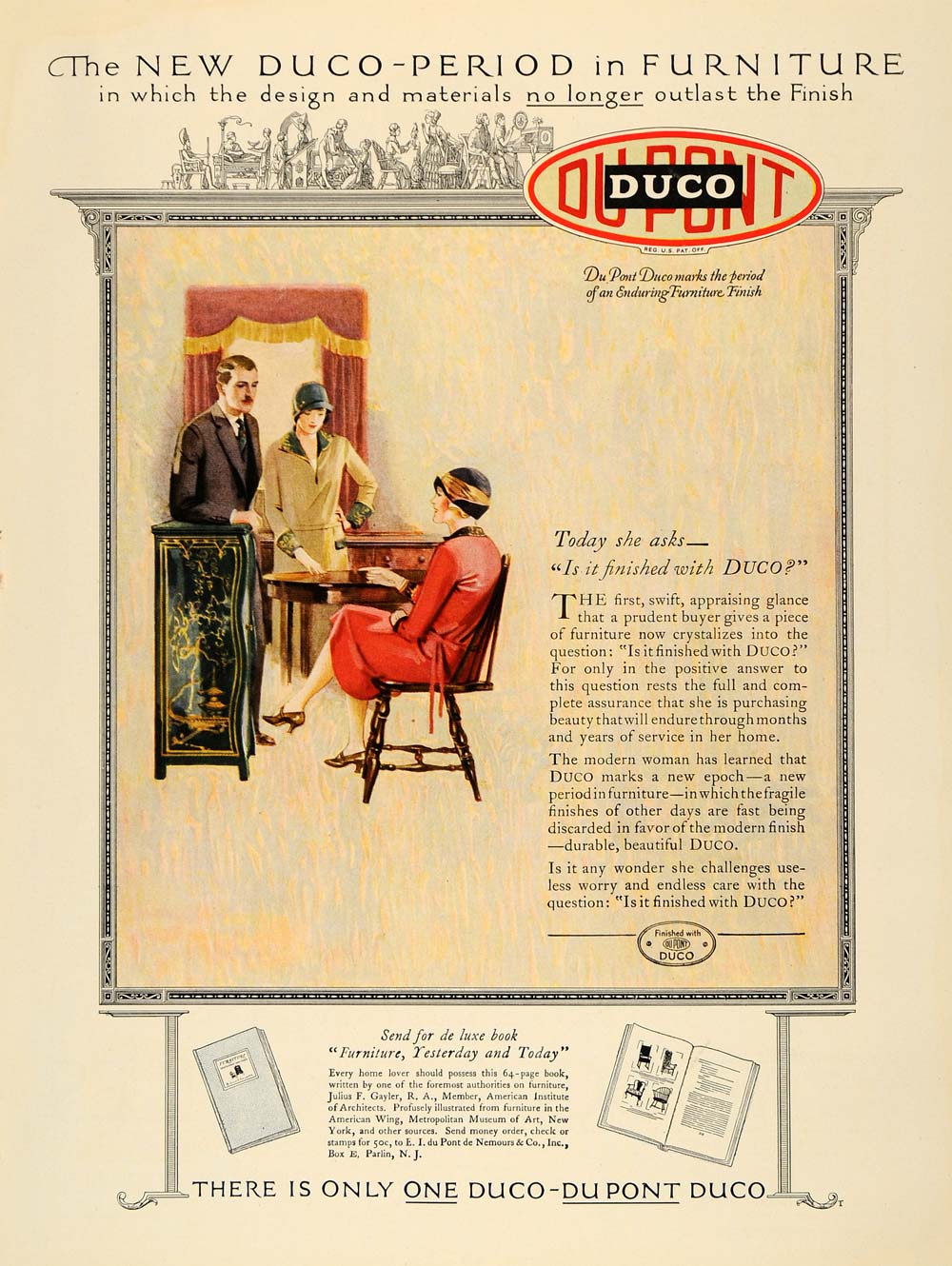 1926 Ad Du Pont Duco Period Furniture Interior Design - ORIGINAL GHB1