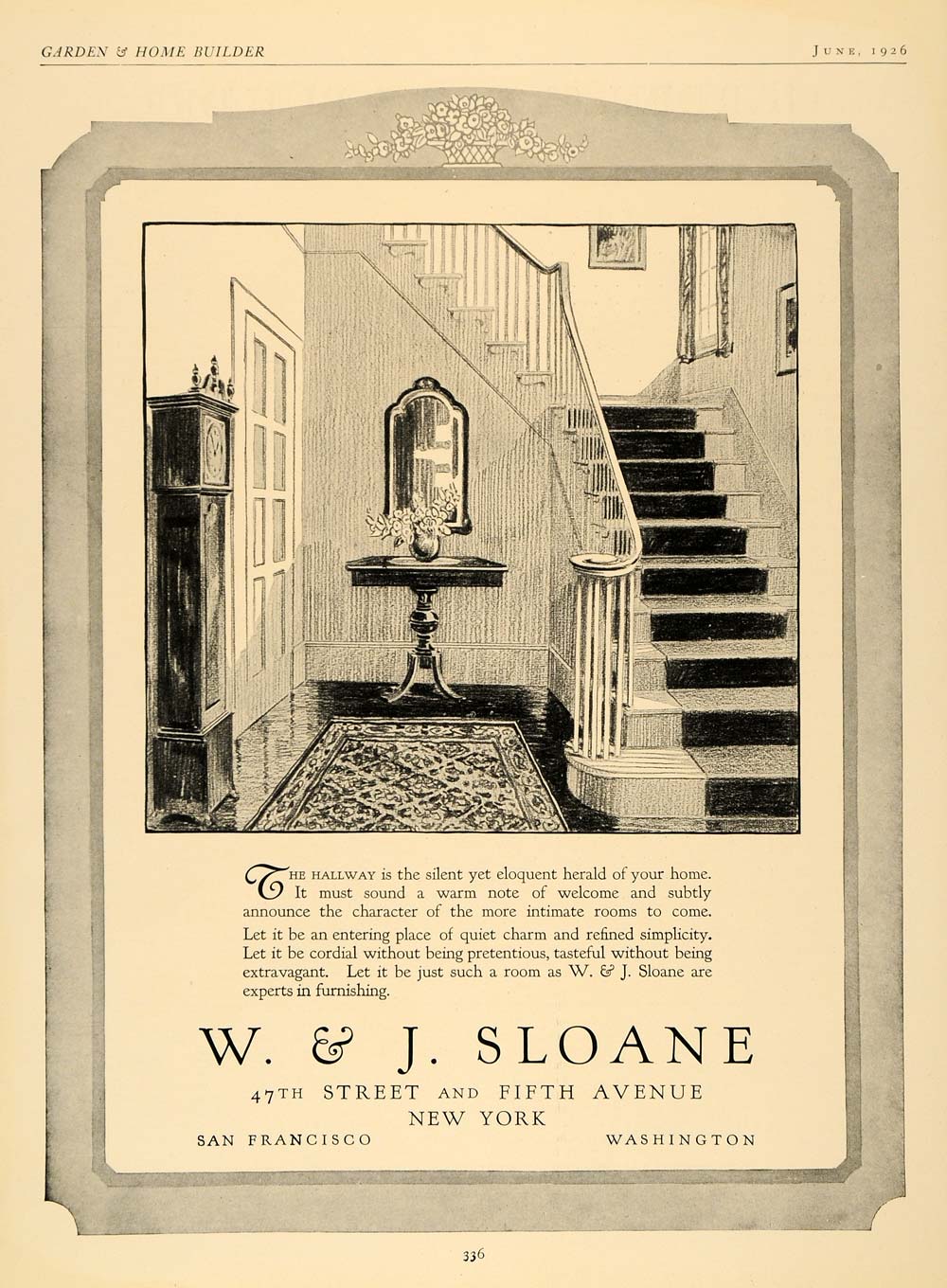 1926 Ad Sloane Furniture Home Decoration Design Art - ORIGINAL ADVERTISING GHB1
