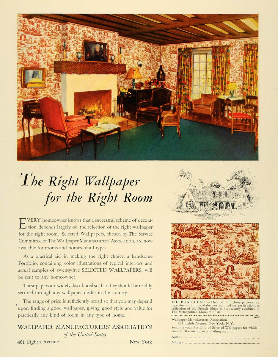 1928 Ad Wallpaper Mfg Association French Fabric Prints - ORIGINAL GHB1 ...