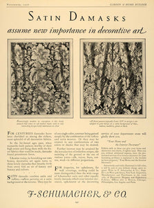1926 Ad Schumacher Fabrics Decorative Damasks Louis XVI - ORIGINAL GHB1