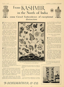 1926 Ad Schumacher India Crewel Embroideries Decor - ORIGINAL ADVERTISING GHB1