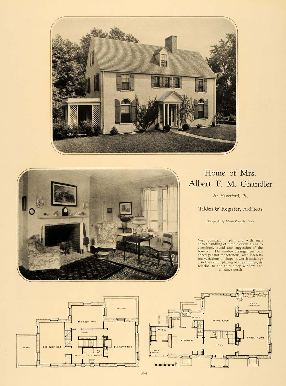 1926 Print Albert F. M. Chandler Home Tilden Register - ORIGINAL HISTORIC GHB1