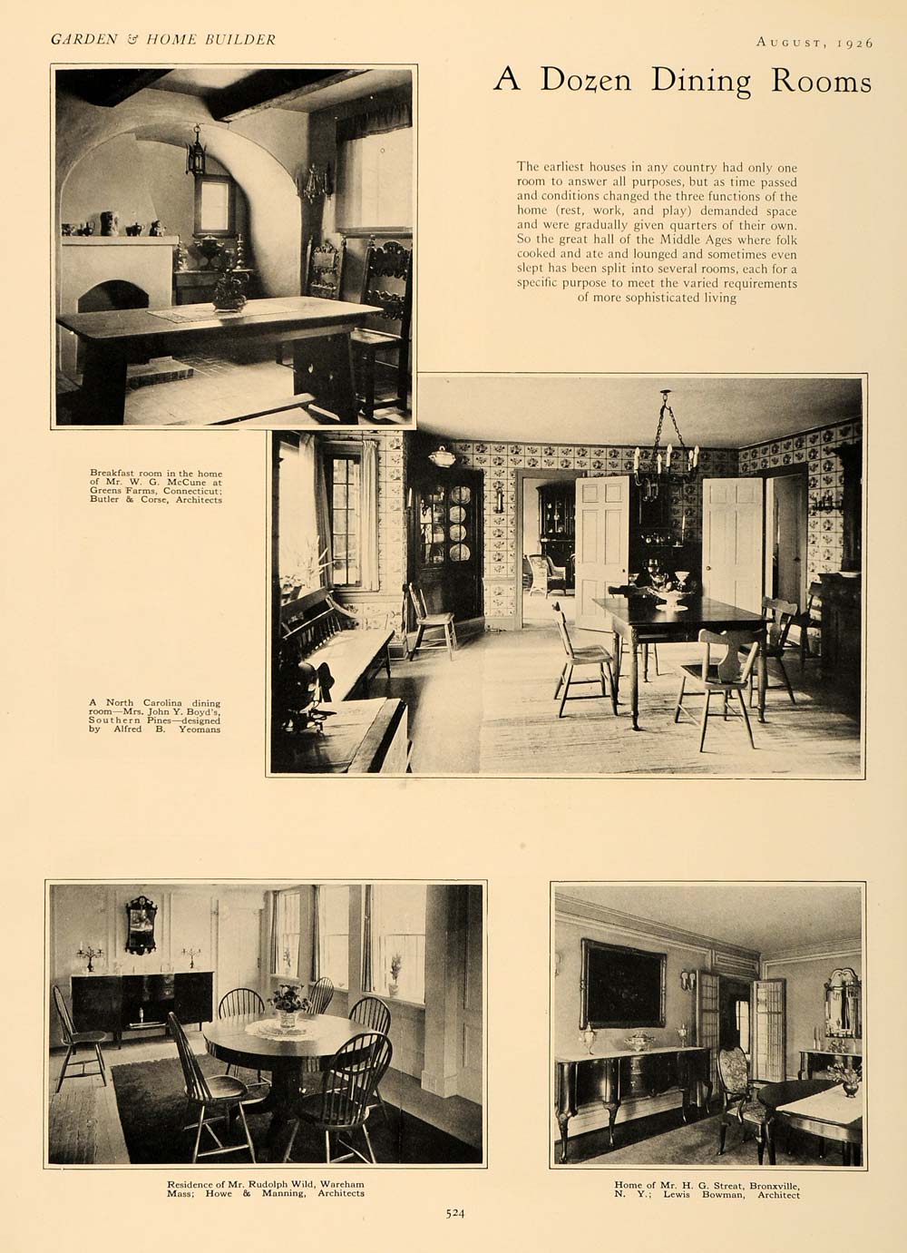 1926 Article Living Rooms H. G. Streat Robert M. Haig - ORIGINAL GHB1