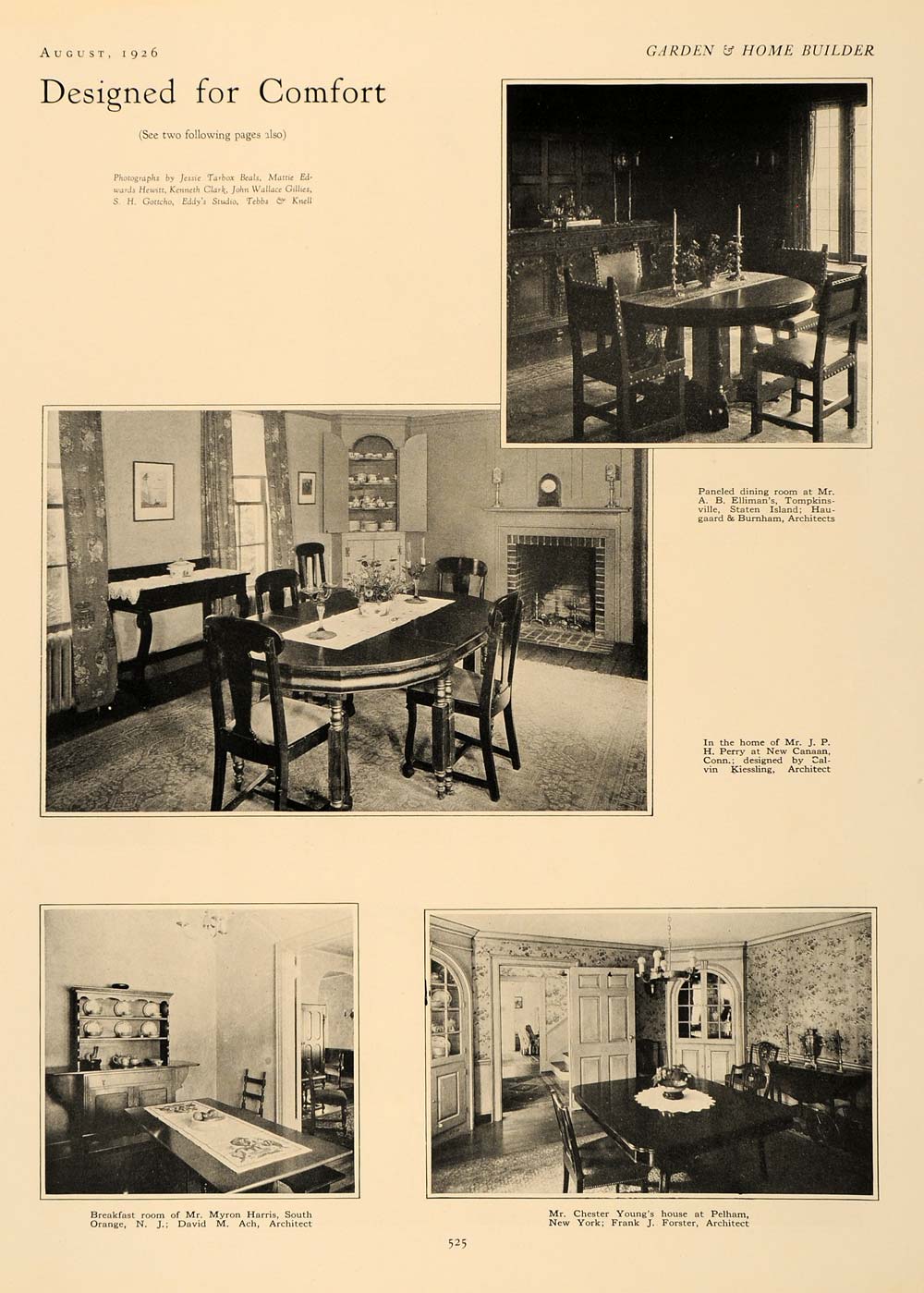 1926 Article Living Rooms H. G. Streat Robert M. Haig - ORIGINAL GHB1