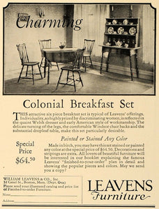 1926 Ad William Leavens Furniture Colonial Breakfast - ORIGINAL ADVERTISING GHB1