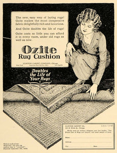 1926 Ad Hair Rug Cushion Ozite Clinton Carpet Company - ORIGINAL GHB1