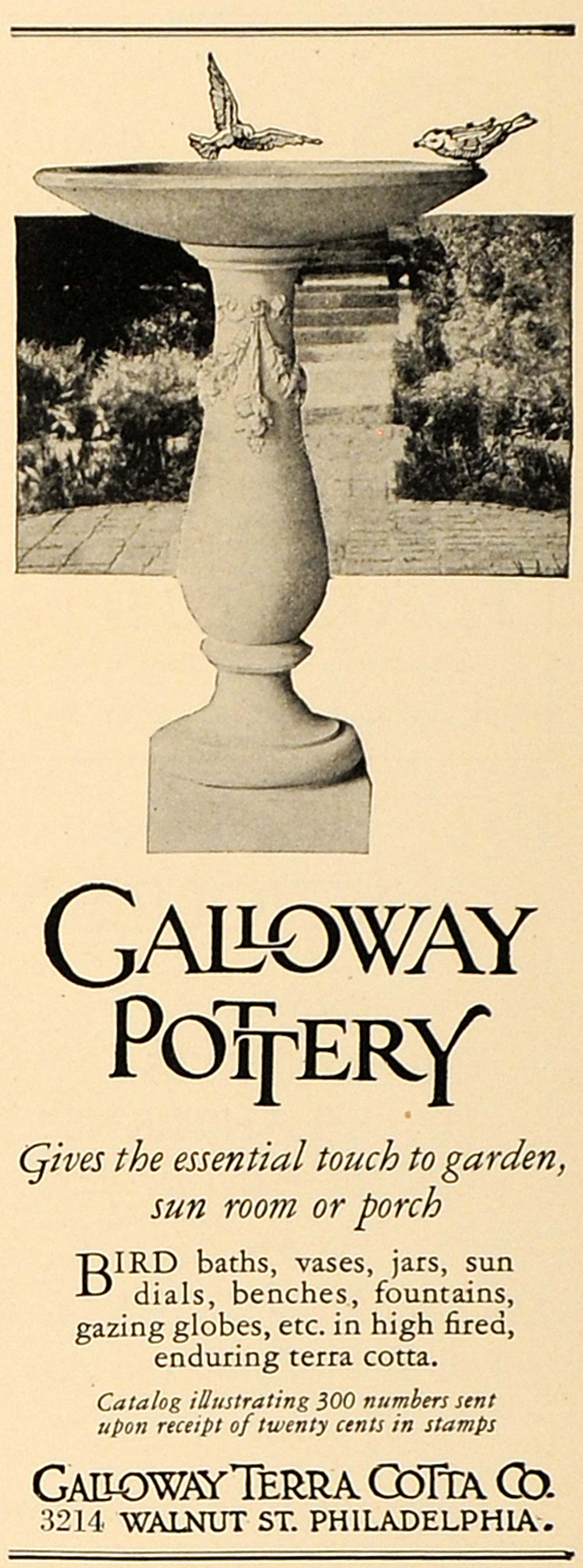 1926 Ad Garden Bird Bath Galloway Terra Cotta Pottery - ORIGINAL GHB1