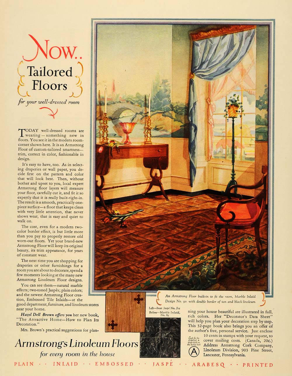 1928 Ad Armstrong Linoleum Floors Home Decor Marble - ORIGINAL ADVERTISING GHB1