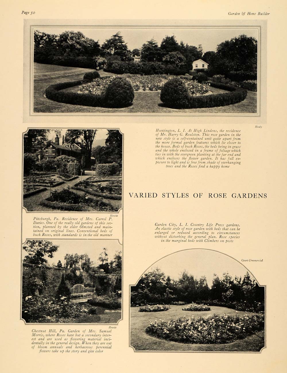 1928 Print Country Life Press Rose Garden Landscape - ORIGINAL HISTORIC GHB1